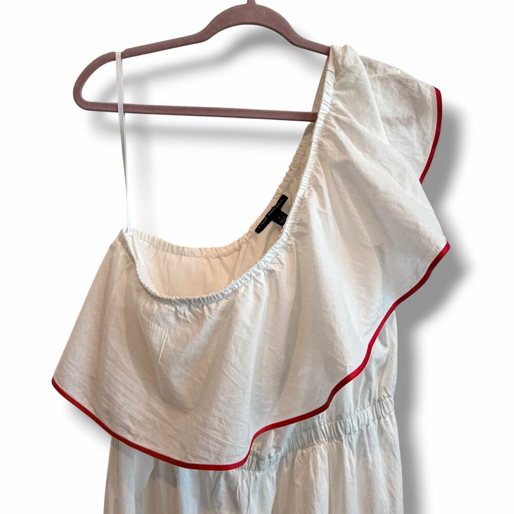 NEW Lane Bryant One Shoulder Ruffle Maxi Dress White Cotton Ribbon Accents 18 - Picture 3 of 9